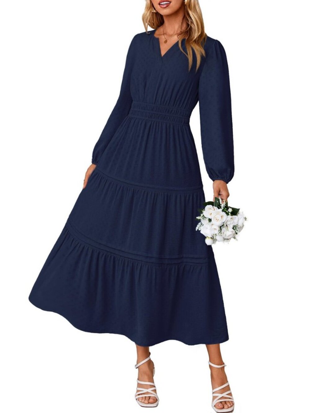 Womens Fall Maxi Dresses 2026 Long Sleeve Modest Dress with Pockets